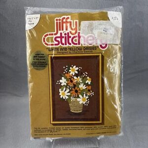 Jiffy Stitchery Floral Crewel Kit #223 White And Yellow Daisies New In Bag 1978
